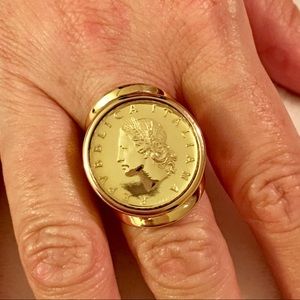 18k Gold Over Bronze Coin Ring